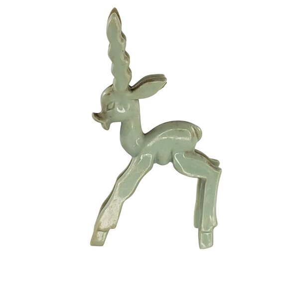 Don Manning Art Deco Gazelle Antelope Deer Figurine Mint Green Stylized MCM - Picture 3 of 8